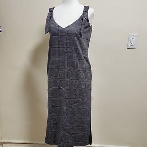 Elegant Gray Plaid Women's Dress By BAON, XS